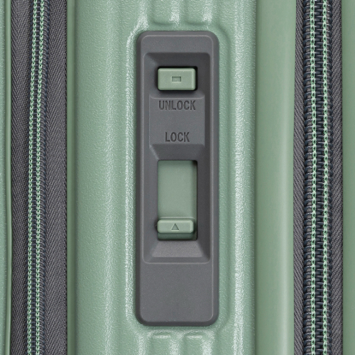 [1-3泊] イノベーター フラジャイル　INV50　38L ペールグリーン 4輪　innovator 側面のスライドスイッチでキャスターがロック、プッシュボタンでアンロック状態になります。