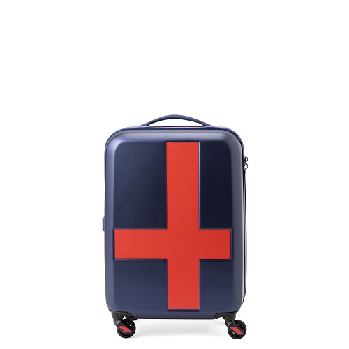 ポリカーボネート製のボディに、スウェーデン国旗をモチーフとしたクロスが施された美しいデザインのスーツケースです。